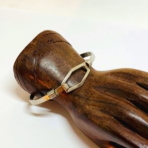 Vintage Silver-tone Hook Bangle Bracelet